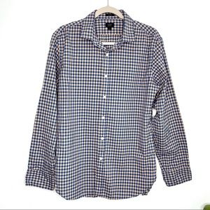 J.CREW Ludlow 120’s 2-Ply Plaid Button Down Shirt Men’s Large Blue/Tan Untucked